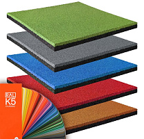 резиновая плитка 500х500х30 мм, двухслойная, цвет по ral